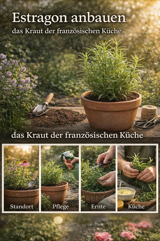 Estragon anbauen – französisches Küchenkraut im Topf mit Tipps zu Standort, Pflege, Ernte und Verwendung in der Küche