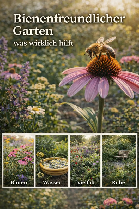 Bienenfreundlicher Garten – Tipps für mehr Blüten, Wasserstellen, Vielfalt und ruhige Rückzugsorte für Bienen