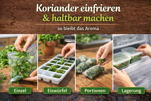 Koriander einfrieren und haltbar machen – Anleitung mit Einzelblättern, Eiswürfeln, Portionen und Lagerung für frisches Aroma