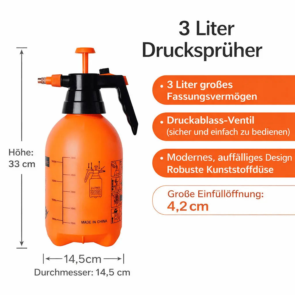 Drucksprühflasche 2 und 3 Liter für Garten Balkon und Pflanzen