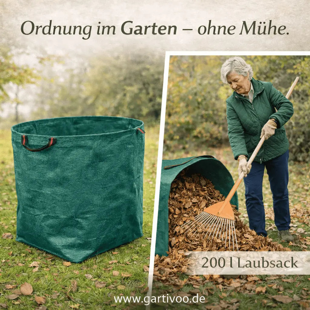 Garten Laubsack 200 Liter mit Schaufelform für schnelles Befüllen