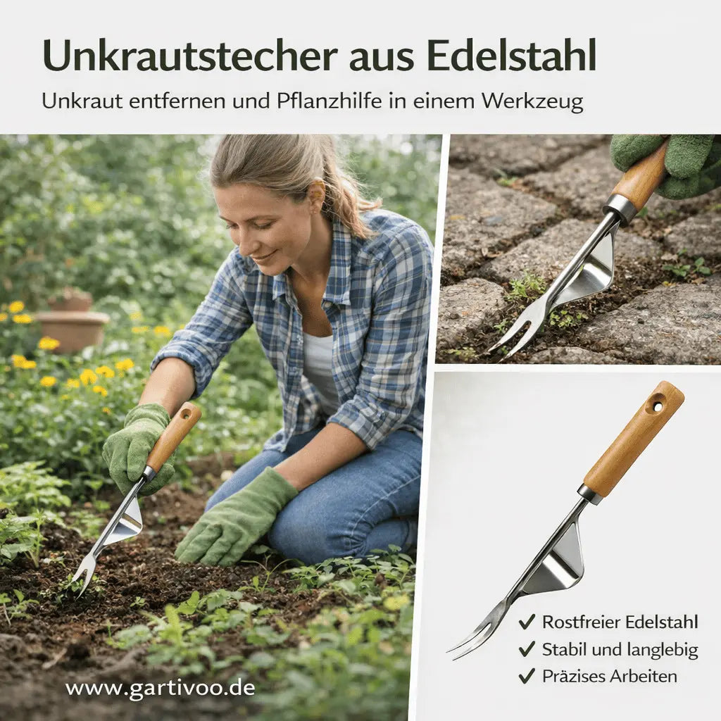 Unkrautstecher für Beet und Fugen aus Edelstahl