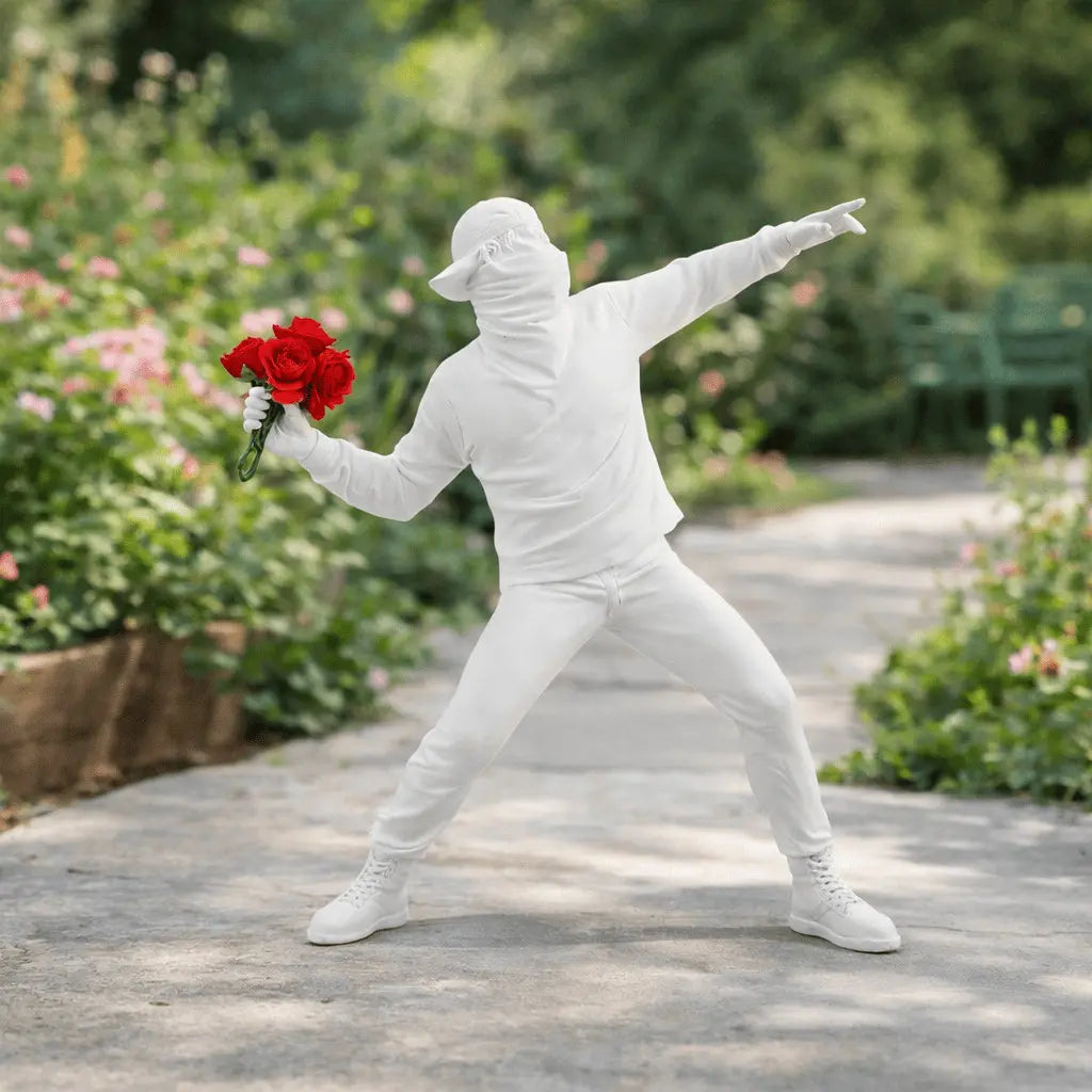 Resinfigur mit Blumenwurf kreative Gartendeko für Außenbereich