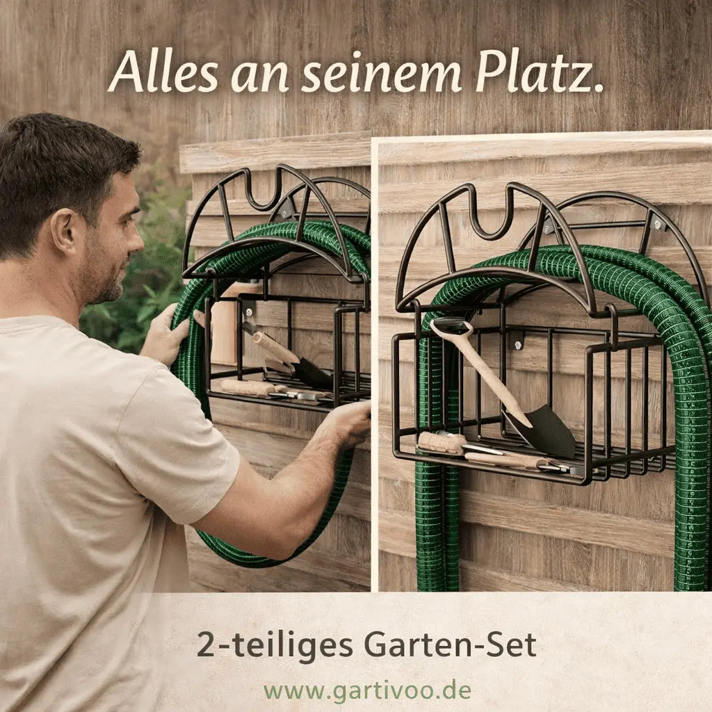 Gartenschlauch Wandhalter Set 2-teilig für Balkon und Garten