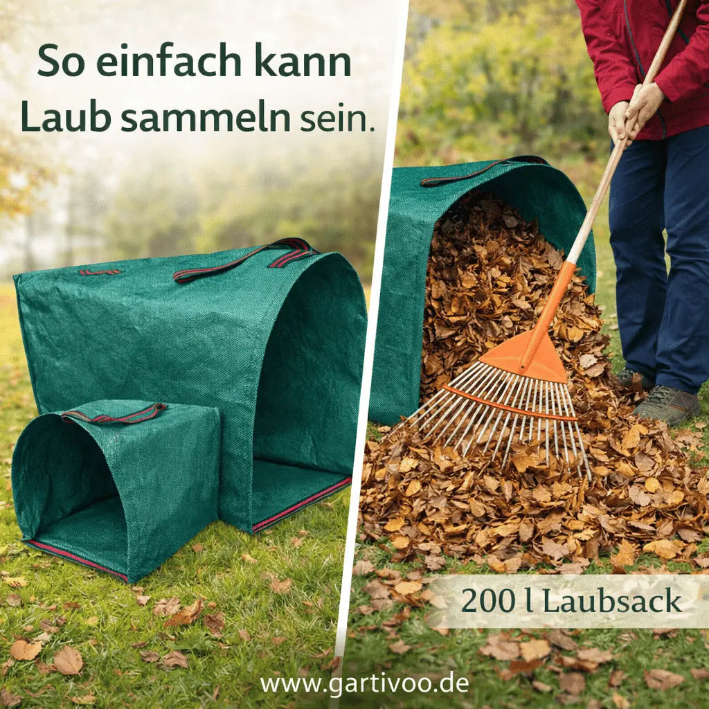 Garten Laubsack 200 Liter mit Schaufelform für schnelles Befüllen