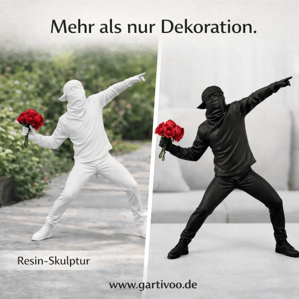 Resinfigur mit Blumenwurf kreative Gartendeko für Außenbereich