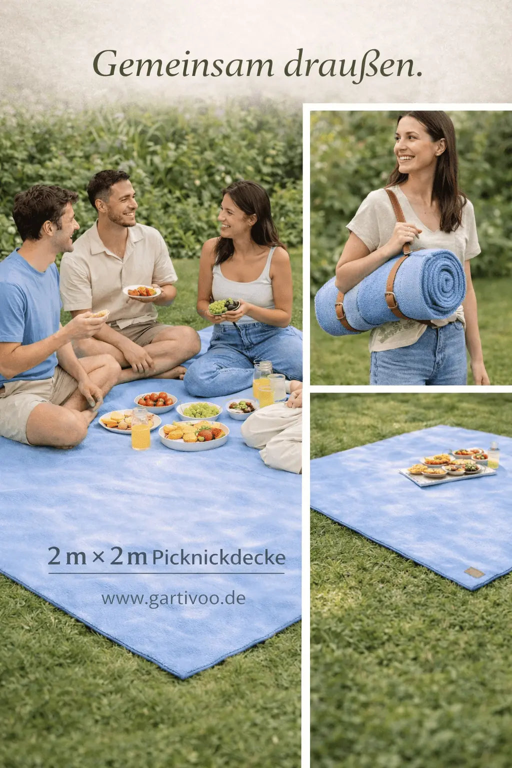 Wasserdichte Picknickdecke 200x200 cm für bis zu 6 Personen