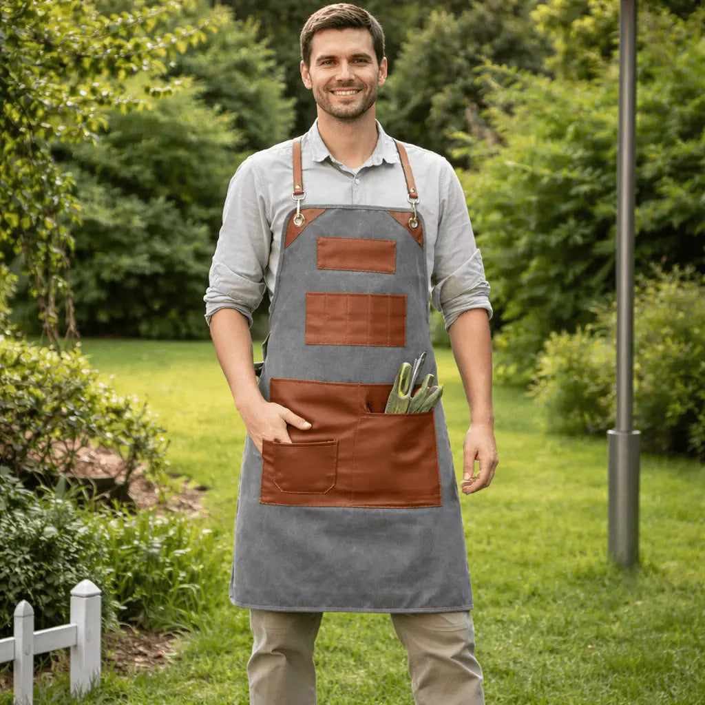 Gartenschürze Canvas mit Taschen für Gartenarbeit und Werkzeug