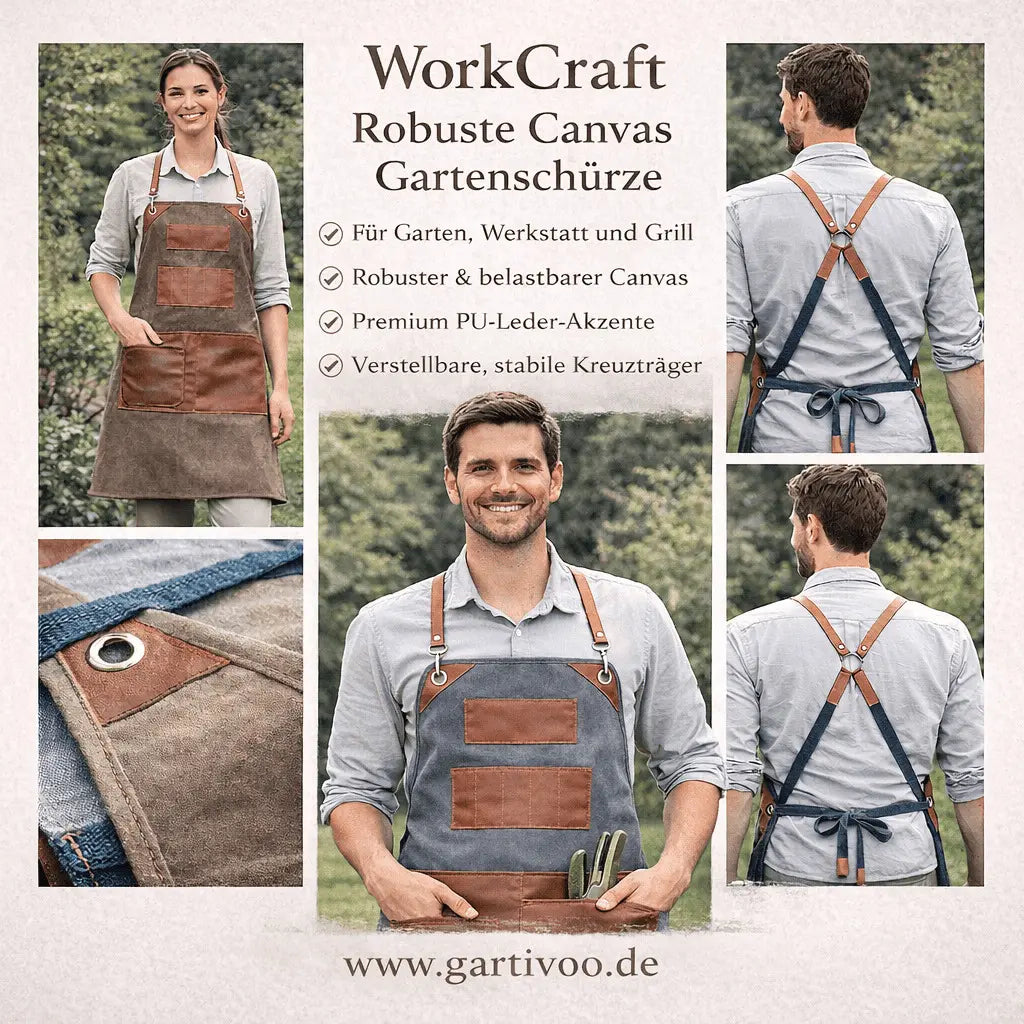 Gartenschürze Canvas mit Taschen für Gartenarbeit und Werkzeug