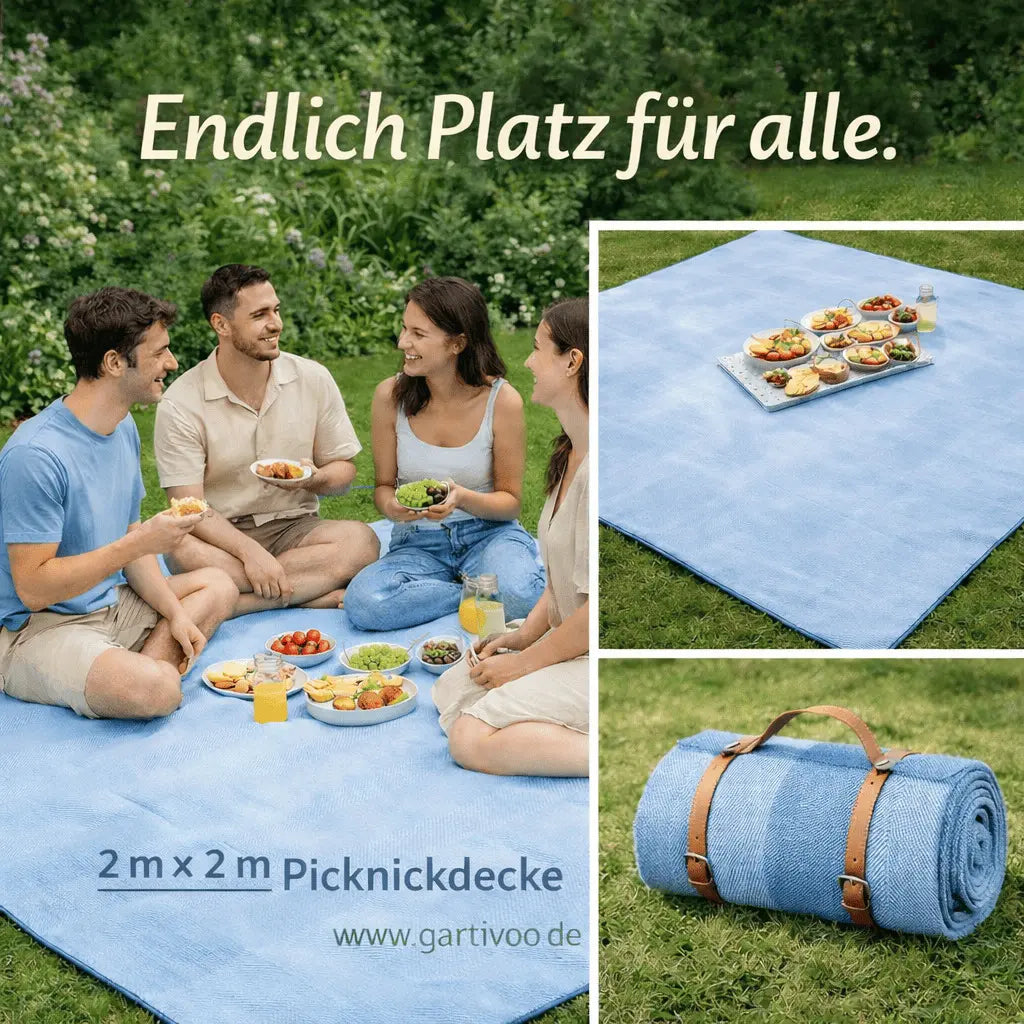 Wasserdichte Picknickdecke 200x200 cm für bis zu 6 Personen